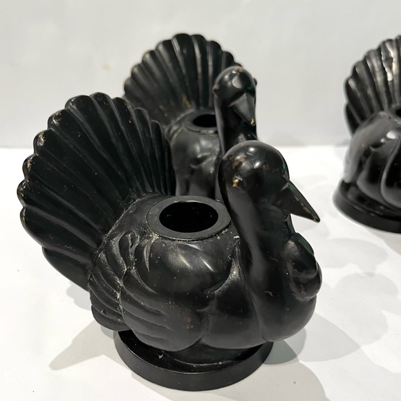 POTTERY BARN Turkey Tapered Candle Holders Thanksgiving Decor - Picture 2 of 9